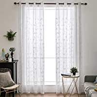 MIULEE Cortinas Bordado Flores Visillo Translucido de Dormitorio Moderno Ventana Visillos Transparente Salon con para…